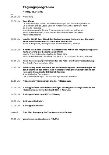 Tagungsprogramm - Archive in Nordrhein-Westfalen