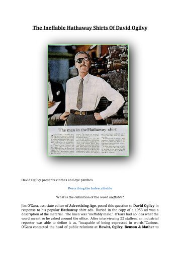 The Ineffable Hathaway Shirts Of David Ogilvy - Ionis-group