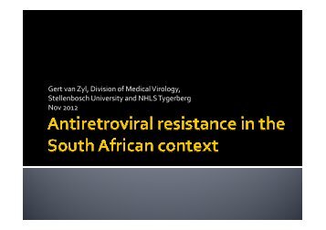 Gert van Zyl - Antiretroviral resistance (27 Nov, 17h15).