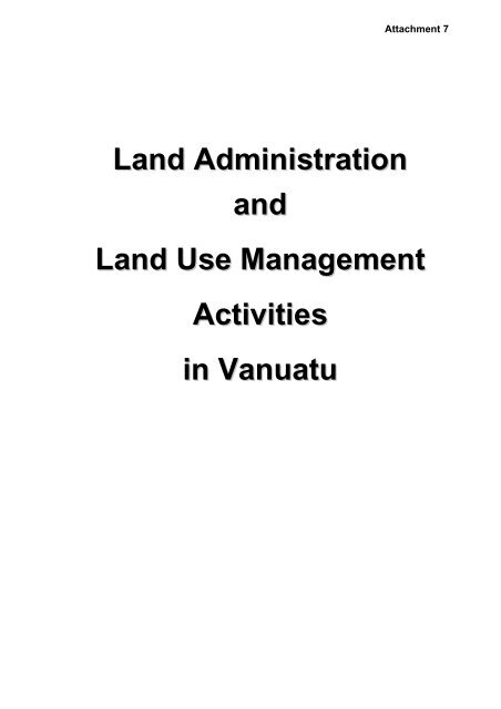 Vanuatu Review of National Land Legislation, Policy and ... - AusAID