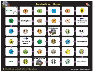 Zombie Board Game - Math for Children