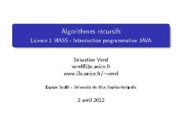 Algorithmes rÃ©cursifs - Licence 1 MASS - Introduction ... - LISIC
