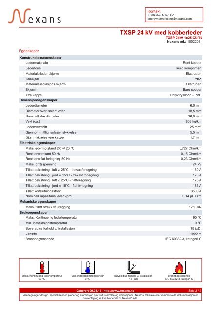 Datablad / PDF - Nexans
