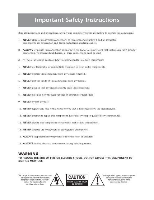 No320S Owner's Manual - Mark Levinson