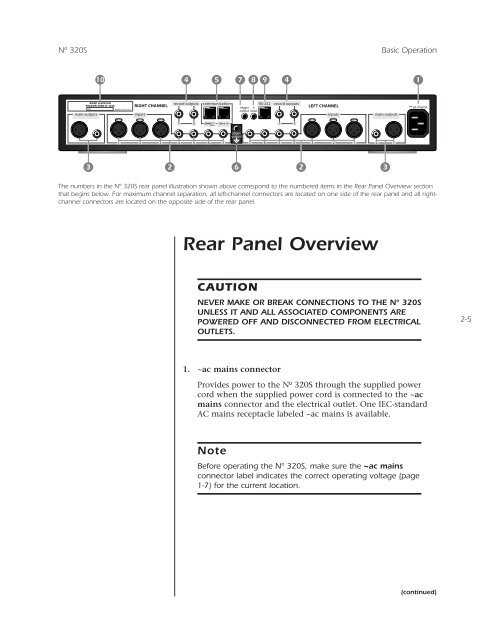 No320S Owner's Manual - Mark Levinson