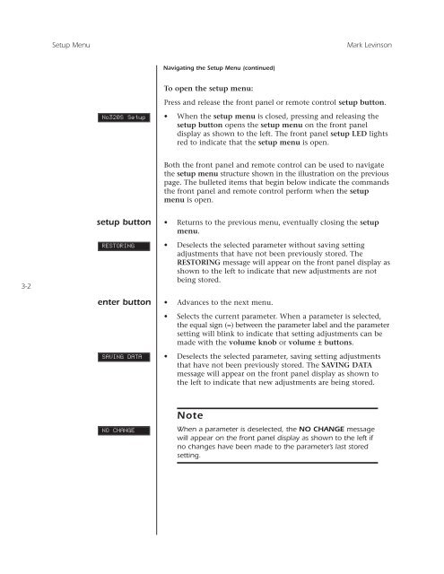 No320S Owner's Manual - Mark Levinson