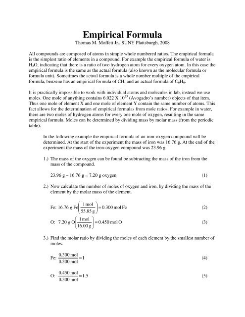 Empirical Formula - Faculty web pages - SUNY Plattsburgh
