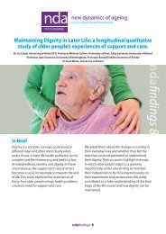 Maintaining Dignity in Later Life - New Dynamics of Ageing ...