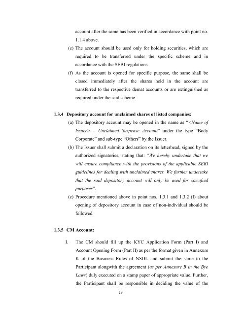 Master Circular on 'Account Opening' - Version 1 - NSDL