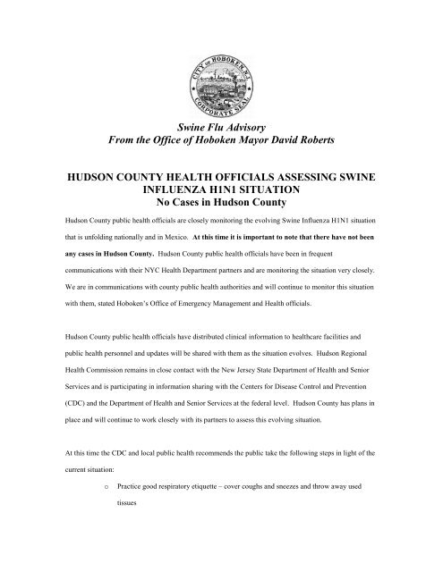 PRESS RELEASE TEMPLATE - Hoboken NJ