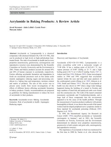 Acrylamide in Baking Products: A Review Article