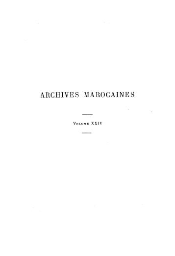 ARCHIVES MAROCAINES - BibliothÃ¨que NumÃ©rique Marocaine