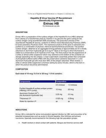 Enivac HB - Panacea Biotec