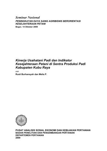 Kinerja Usahatani Padi dan Indikator Kesejahteraan Petani di
