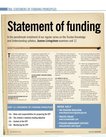 TKU: STATEMENT OF FUNDING PRINCIPLES - Engaged Investor