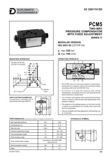 63 320/110 ED TWO-WAY PRESSURE ... - Duplomatic