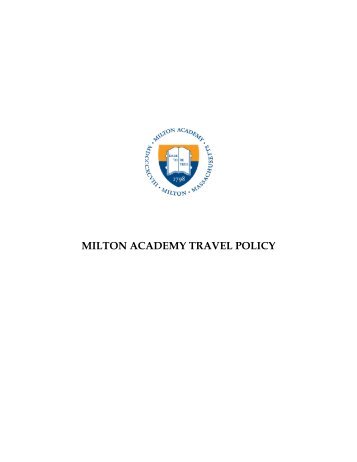 MILTON ACADEMY TRAVEL POLICY