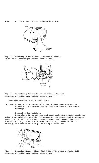 Volkswagen Power Mirrors - Volkswagen Technical Site