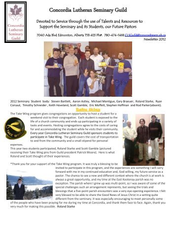 Fall 2012 Newsletter - Concordia Lutheran Seminary