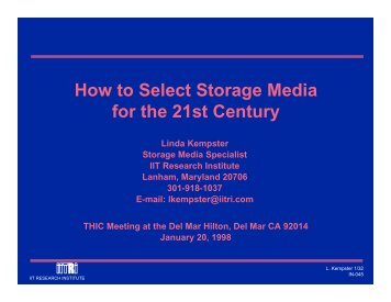 "How to Select Storage Media for the 21st Century" (2048 ... - THIC