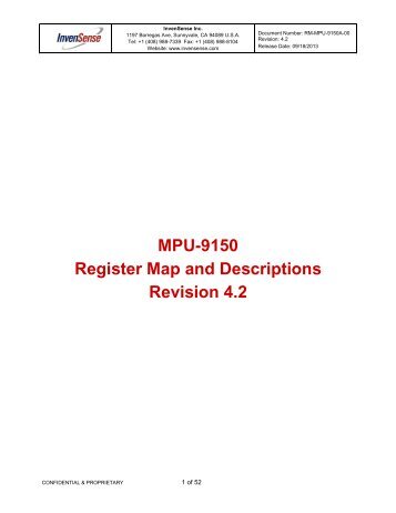 MPU-9150 Register Map and Descriptions Revision 4.2 - InvenSense