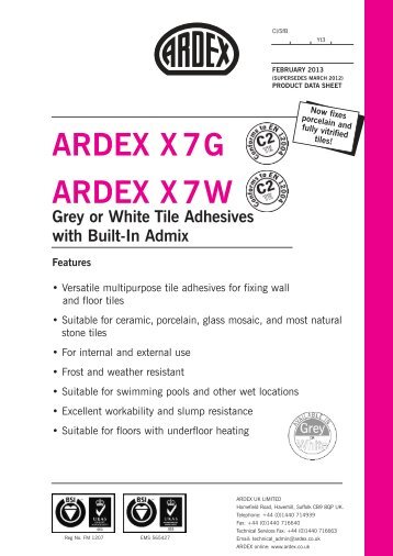 ARDEX X7G X7W:NEW ARDEX X 7 - ARDEX UK Ltd.