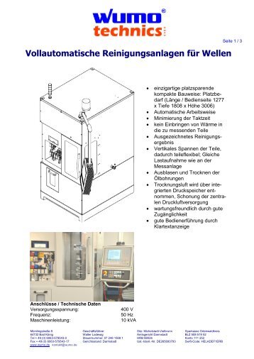 Vollautomatische Reinigungsanlagen für Wellen