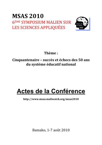 symposium malien sur les sciences appliquÃ©es - MSAS - mAliWatch