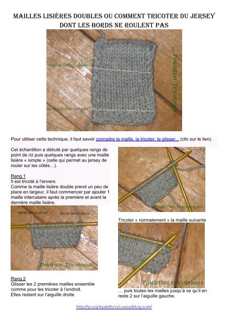 Mailles lisiÃ¨res doubles ou comment tricoter du jersey ... - Canalblog