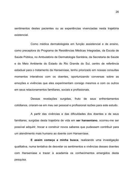 o mundo da vida do ser hanseniano - Instituto Lauro de Souza Lima