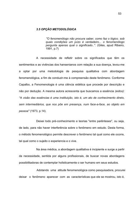 o mundo da vida do ser hanseniano - Instituto Lauro de Souza Lima