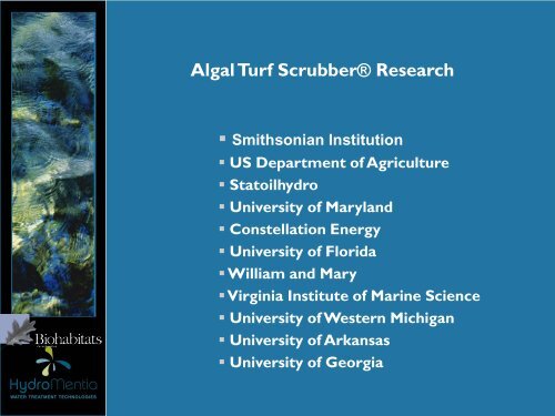 Use of an Algal Turf Scrubber Â® to Reduce Nutrient Loadings and ...