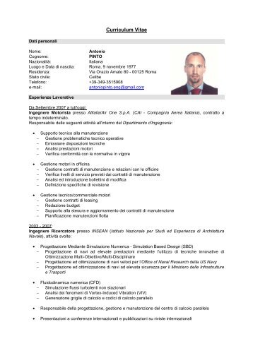 Curriculum Vitae - Ordine degli Ingegneri della provincia di Roma