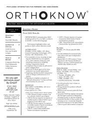 ORTHOKNOW Strategic Insights in the Orthopaedic ... - Orthoworld
