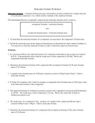 Molecular Formula Worksheet