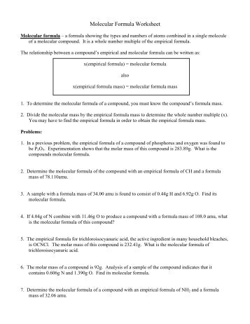 Compound Names and Formulas Worksheet Three  IMSA