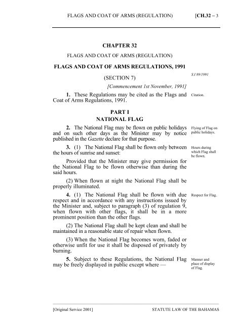 Flags and Coat of Arms Regulations - The Bahamas Laws On-Line