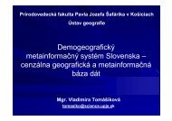 cenzálna geografická a metainformačná báza dát - Infostat