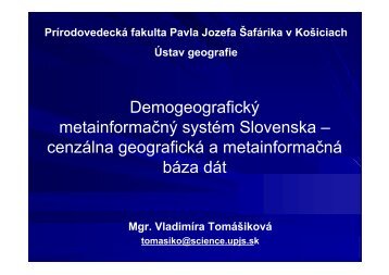cenzálna geografická a metainformačná báza dát - Infostat