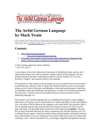 The Awful German Language by Mark Twain - Tim Jansa