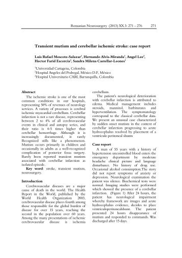 Transient mutism and cerebellar ischemic stroke: case report