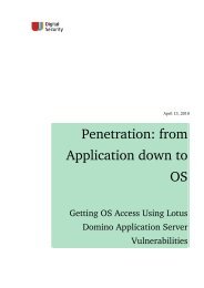 Penetration from application down to OS - Lotus Domino - DSecRG