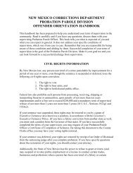 offender orientation handbook - New Mexico Corrections Department