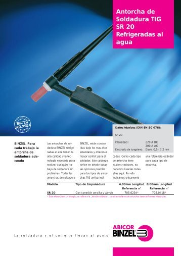 Antorcha de Soldadura TIG SR 20 Refrigeradas al agua - dpiaca