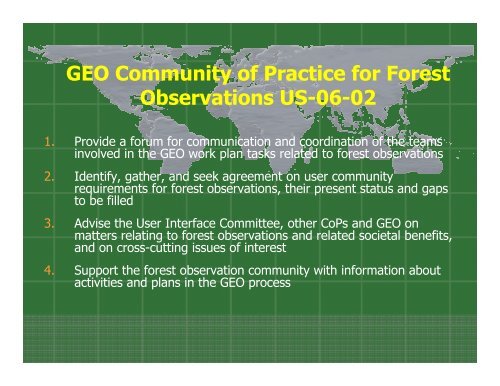 Forest CoP Presentation - Group on Earth Observations