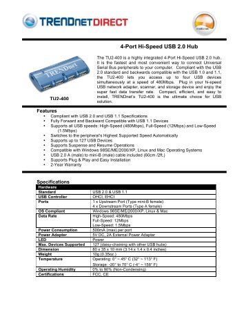 4-Port Hi-Speed USB 2.0 Hub - TRENDnet