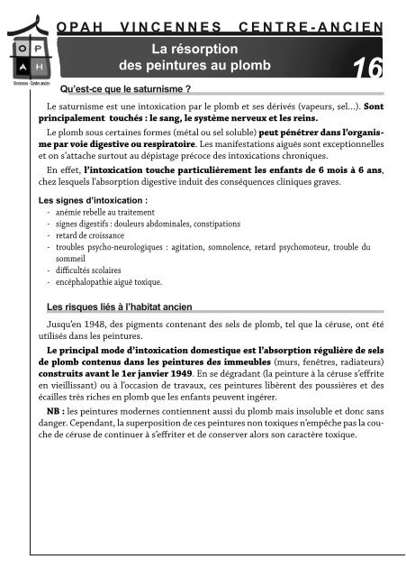 La rÃ©sorption des peintures au plomb - Ville de Vincennes