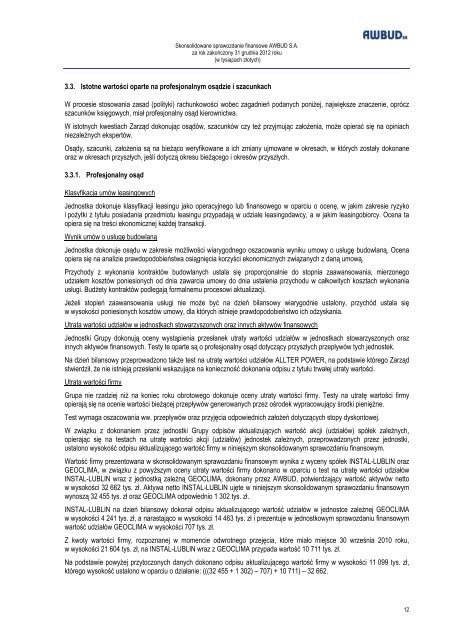 Skonsolidowane sprawozdanie finansowe 2012 pobierz - Awbud