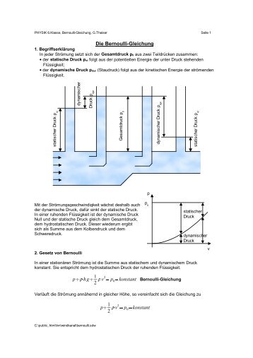 Die Bernoulli- Gleichung