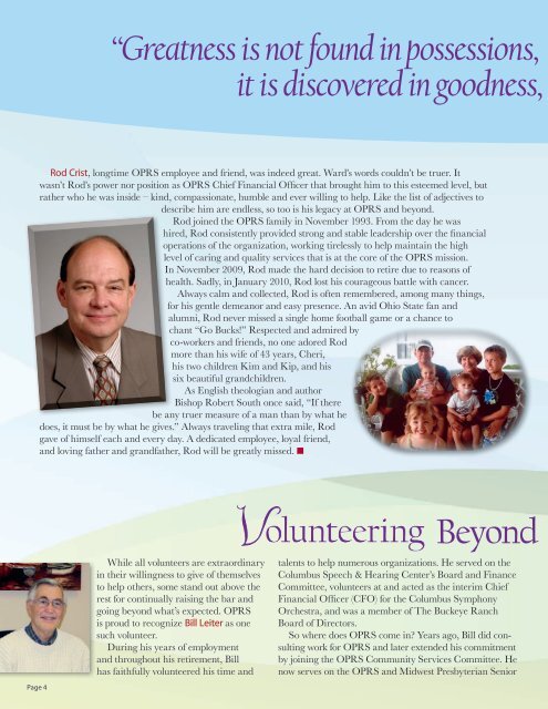 Vol. 11, Issue 1 - Ohio Presbyterian Retirement Services